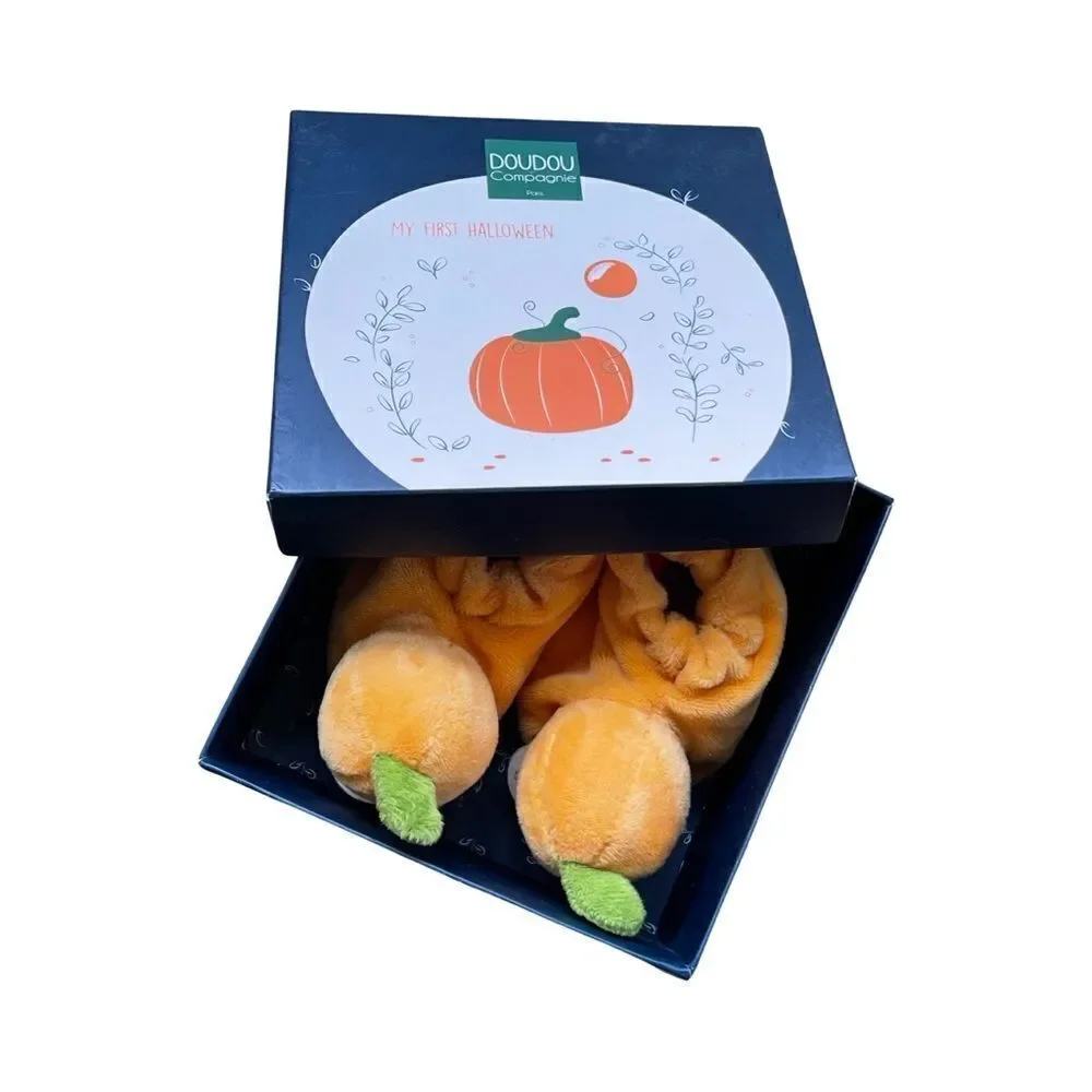 Doudou Et Compagnie My First Halloween Pumpkin Soft Baby Bootie Slippers 0-6 M